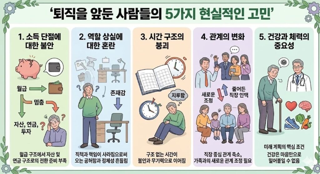 퇴직(Retirement)이나 은퇴를 앞둔 사람들의 5가지 현실적인 고민